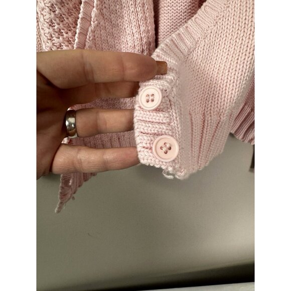 Talbots Women PL Baby Pink Cross Wrap Sweater Coquette Soft Girl Cottagecore Fit - Picture 8 of 12